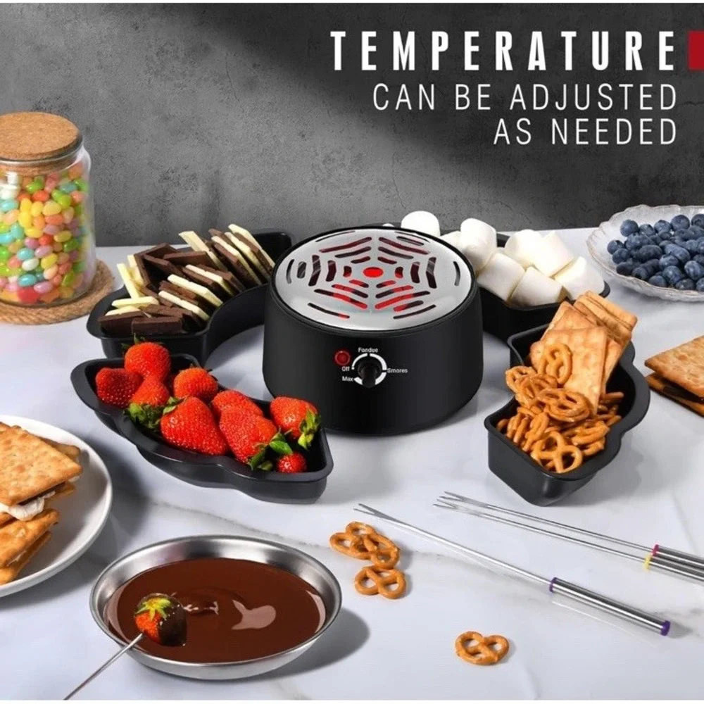 2 in 1 Electric S'mores Maker & Fondue Pot, Tabletop Indoor Smores kit with 4...
